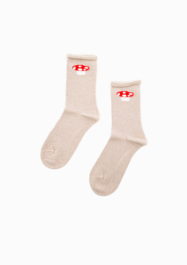 Red Cap Cashmere Crew Socks | Beige