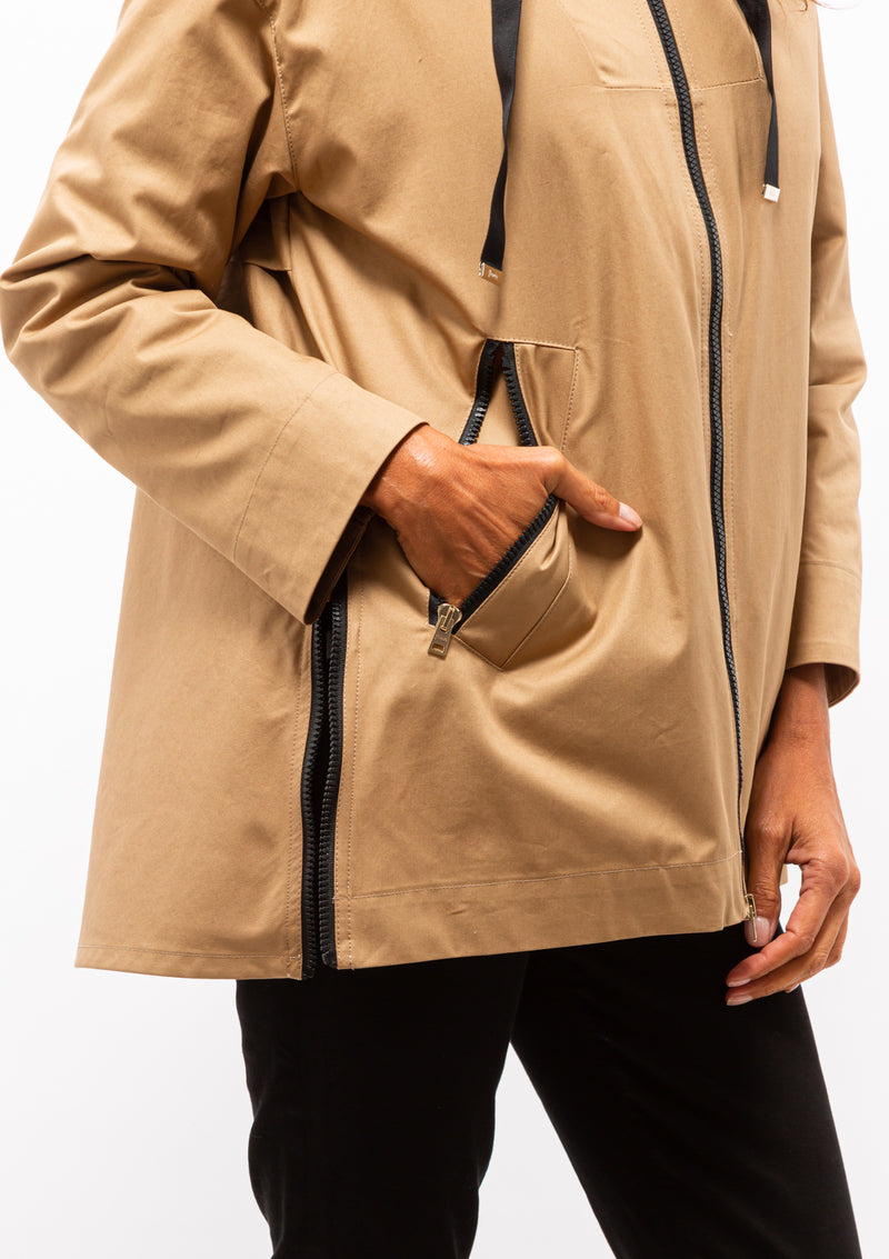 Trench Cotton A-Shape Coat | Sand