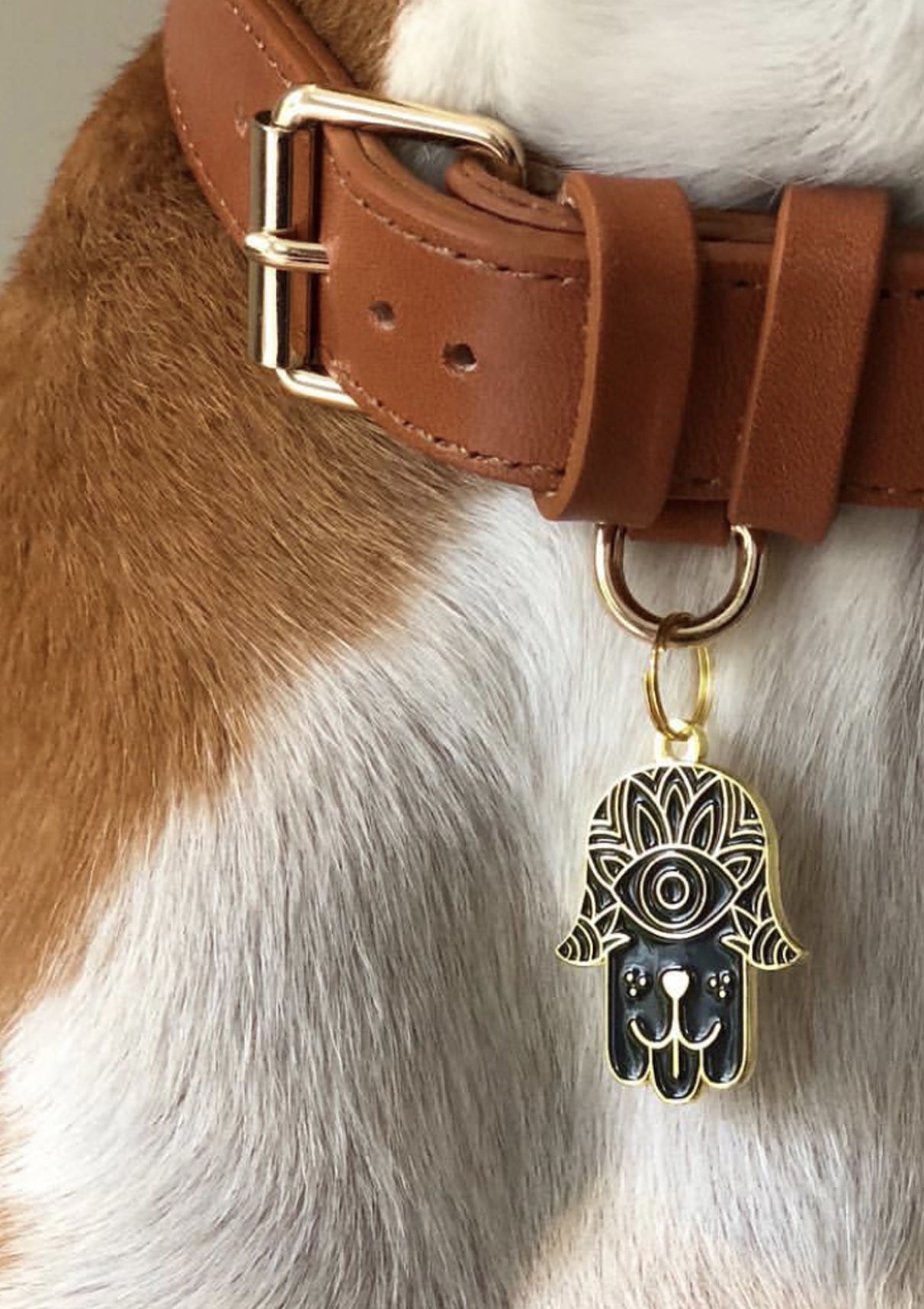 Hamsa Dog Tag White