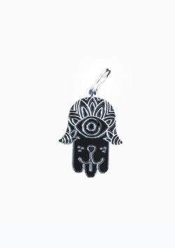 Hamsa Dog Tag Black