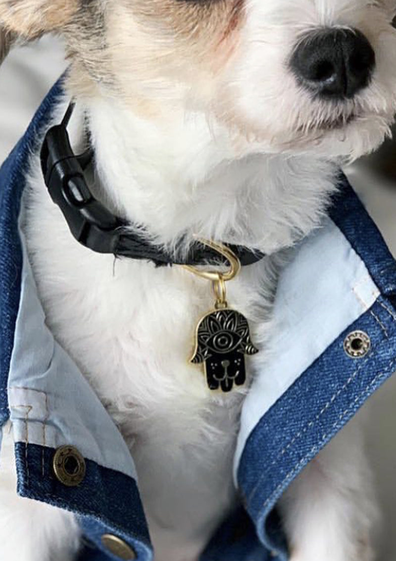 Hamsa Dog Tag Black