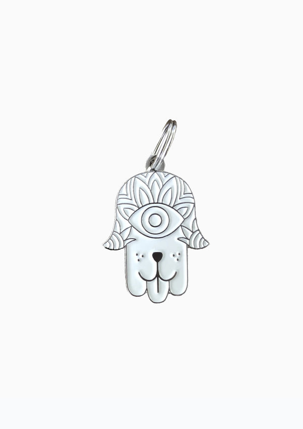 Hamsa Dog Tag White