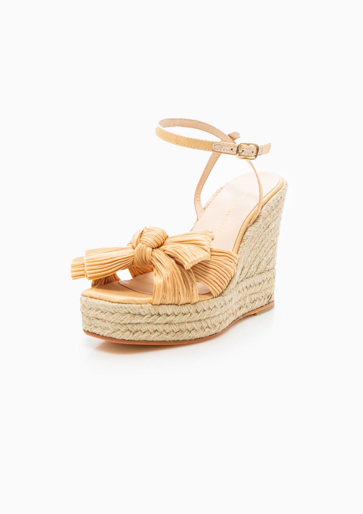 Peri Pleated Knot Wedge Espadrille | Hay