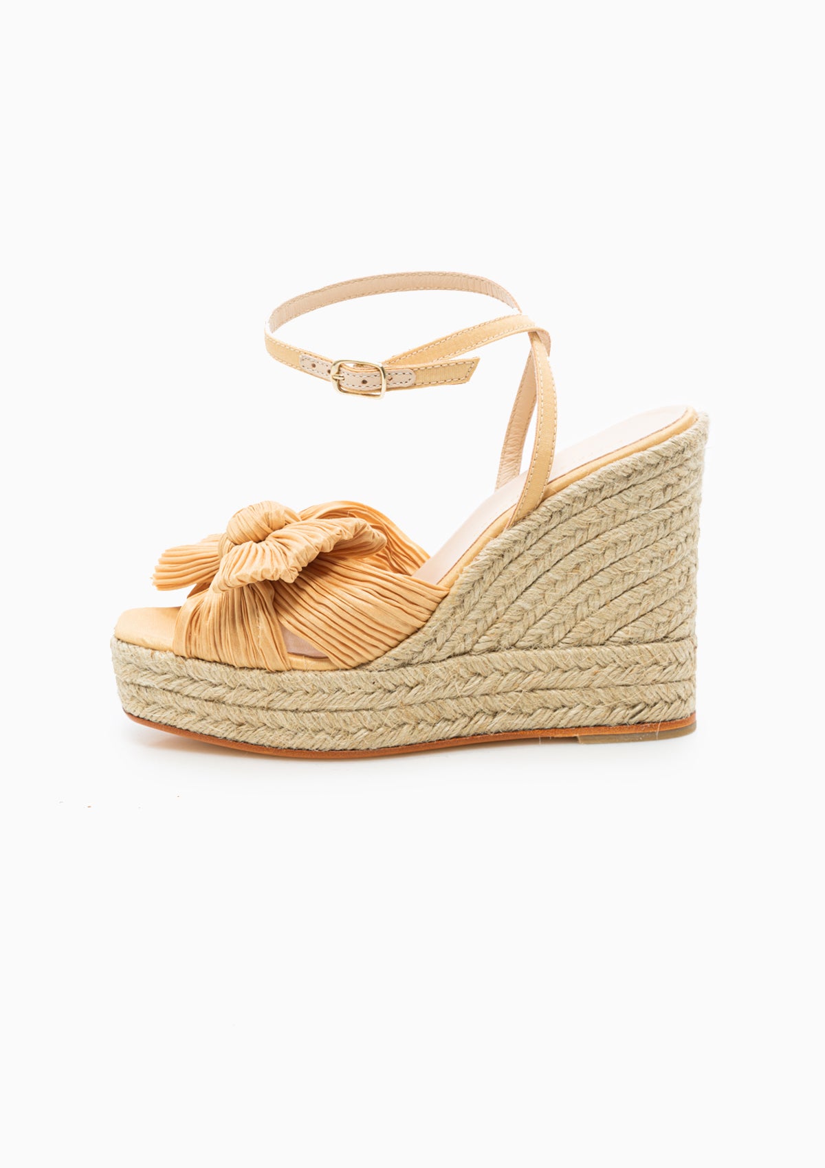 Peri Pleated Knot Wedge Espadrille | Hay