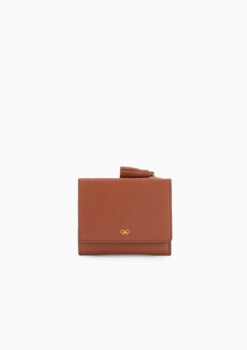 Mini Trifold Zip Wallet Peeping Eyes Capra Leather | Cedar