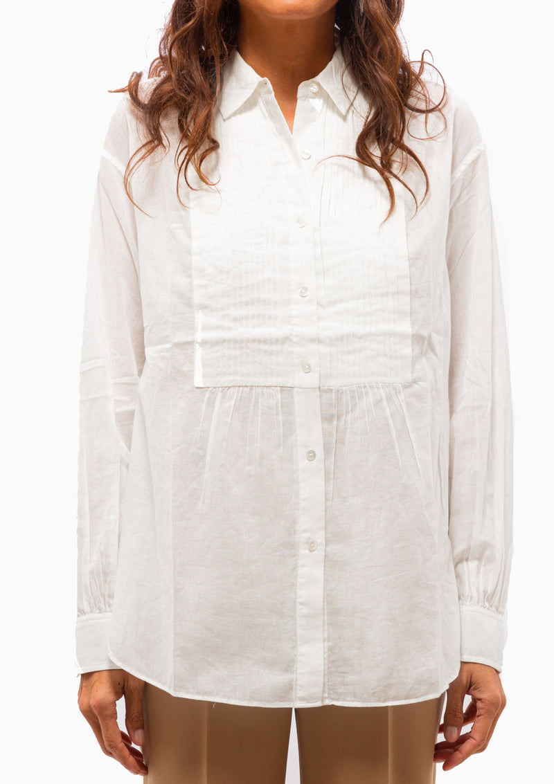 Daniel Voile Tuxedo Shirt | Ivory