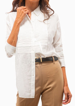 Daniel Voile Tuxedo Shirt | Ivory