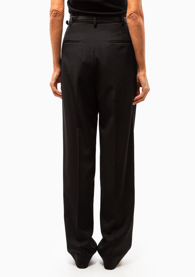 High-rise pleated straight pants in black - Acne Studios