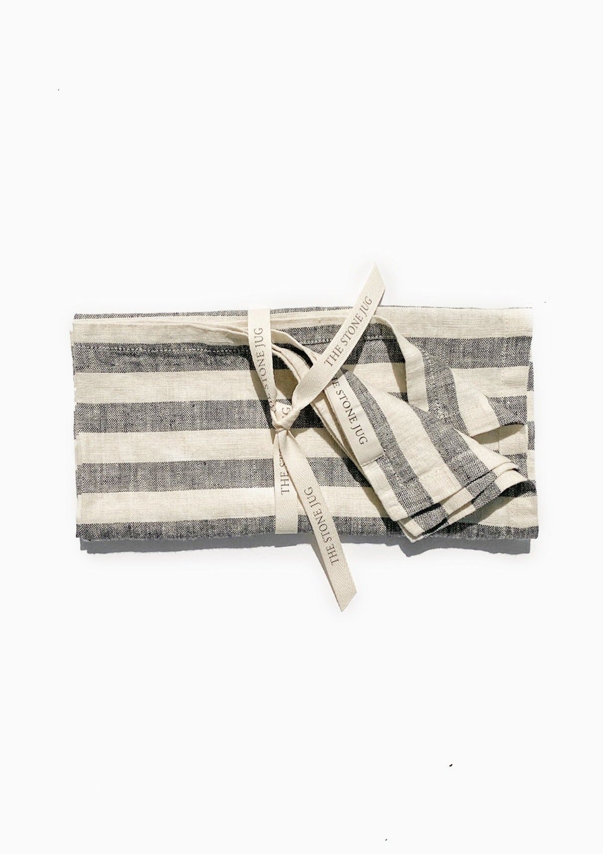 Slate Wall Stripe 100% Stone Washed Linen Napkin | Set Of 4