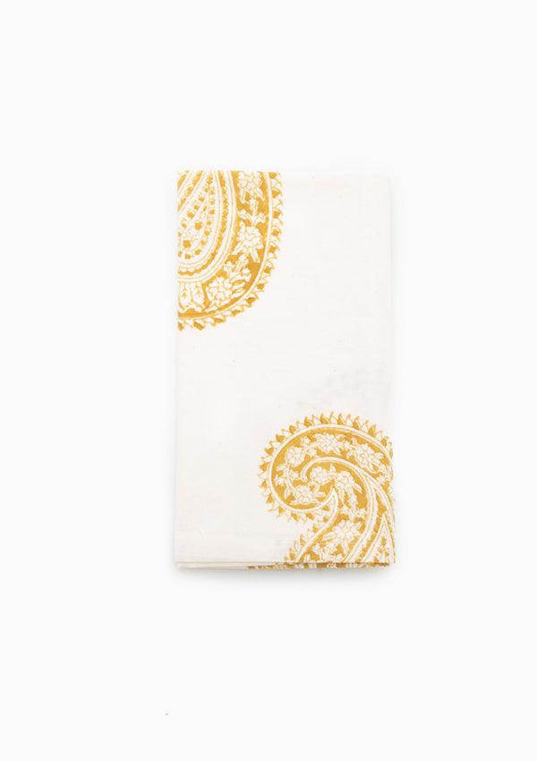 Organic Natural Dye Cotton Napkins | Tan Paisley