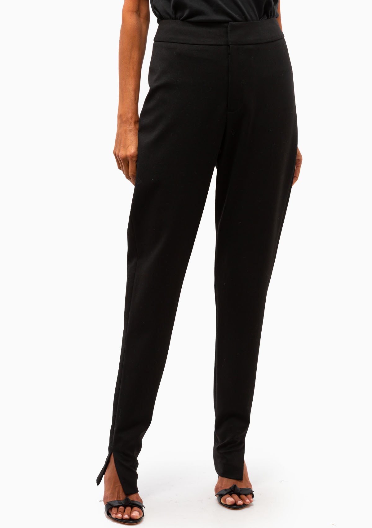 High Waisted Side Slit Pant | Black