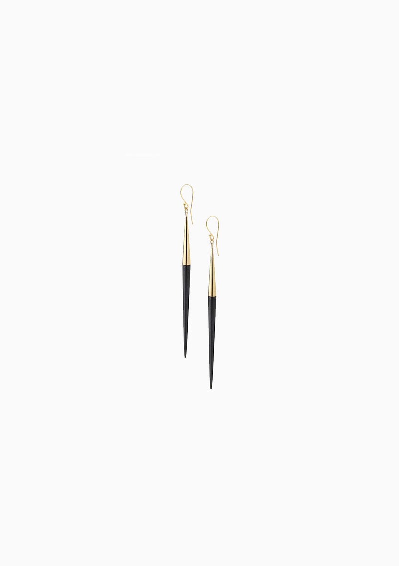 Capped Quill Dangle Earrings | Gold Plated Brass/Black