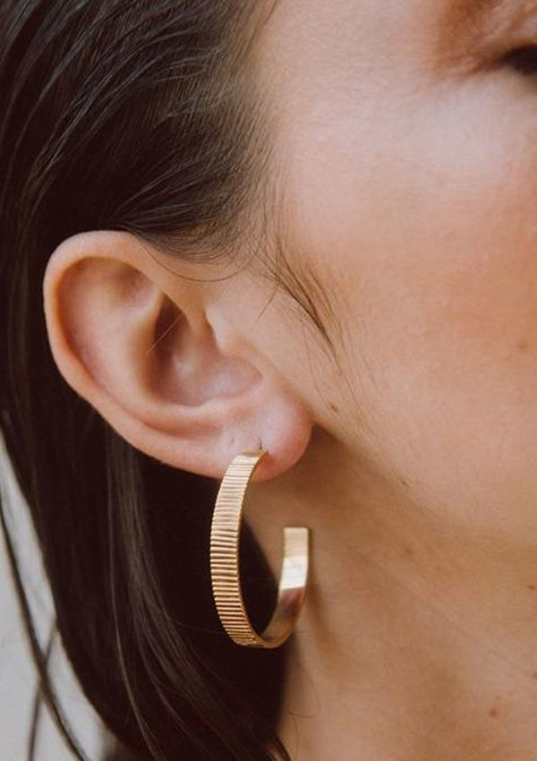 Meta Hoop Earrings | Gold Plated Brass