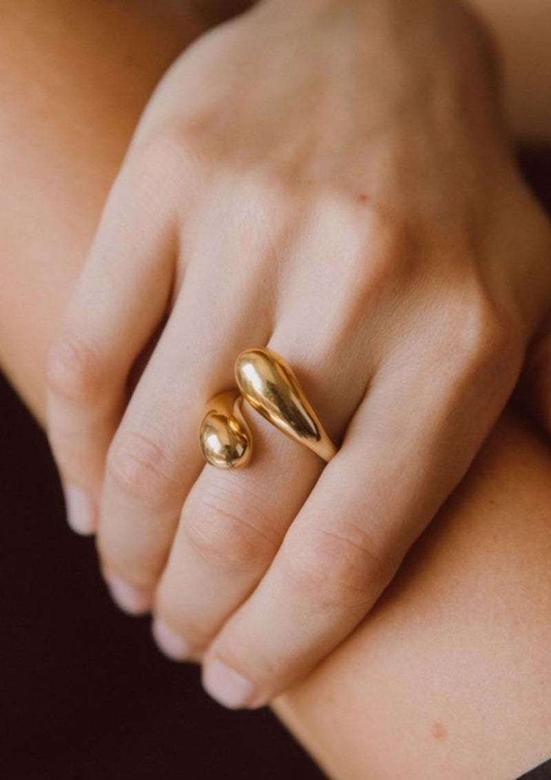 Twisted Dash Ring | Gold Plated Brass