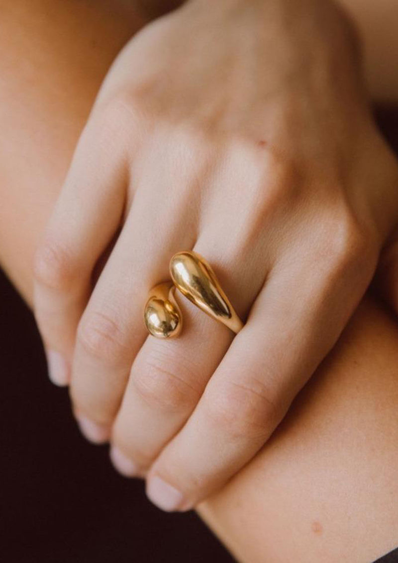 Twisted Dash Ring | Gold Plated Brass