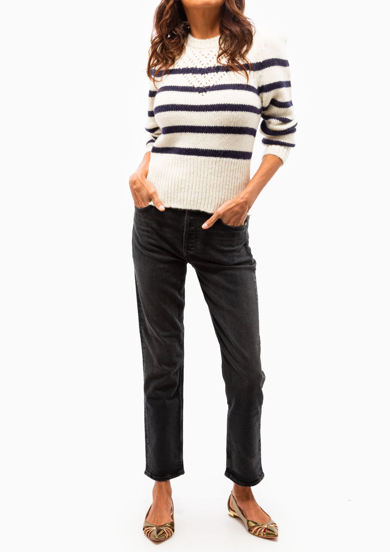 Sissy Stripe Sweater | Ivory/Navy