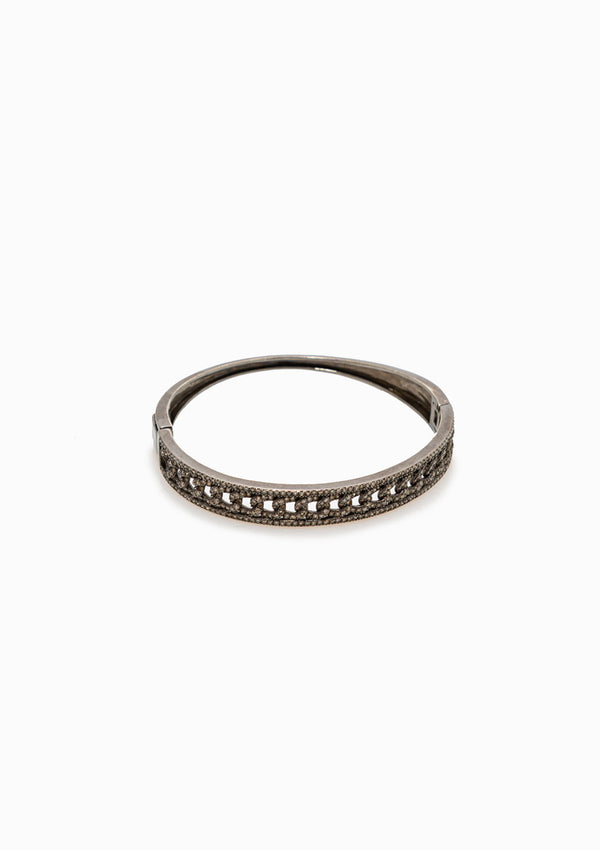 Pave Diamond Link Cuff | Sterling Silver