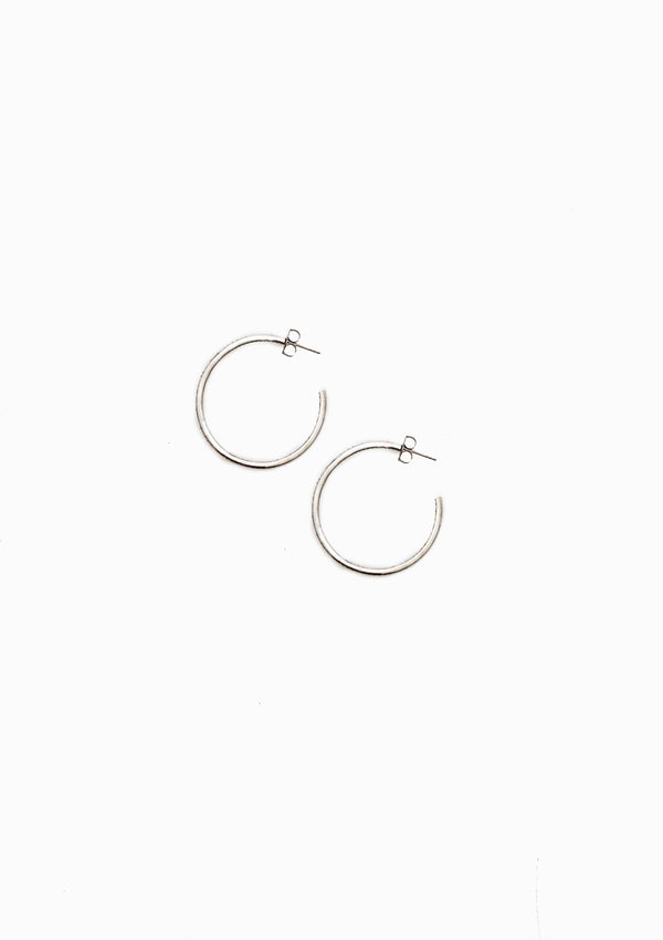 Pave Diamond Single Row Hoop | Sterling Silver