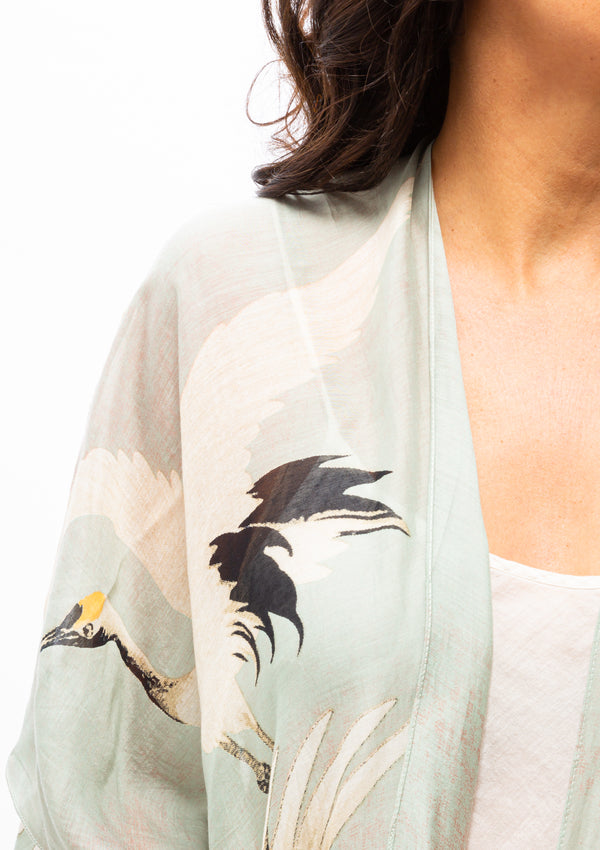 Heron Long Kimono | Aqua
