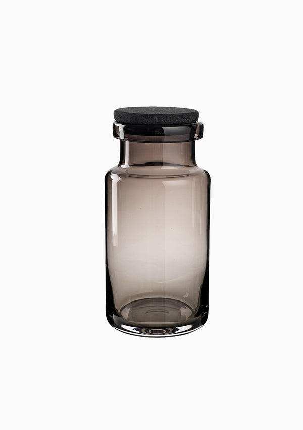 Viggo Glass Container large, Smoke | 6" x 11.5"
