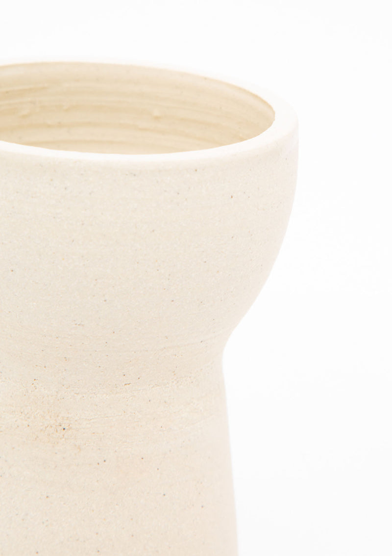 White Raw Clay Wide Mouth Vase