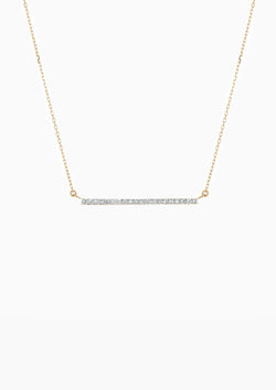 Large Pave Bar Necklace | Yellow Gold