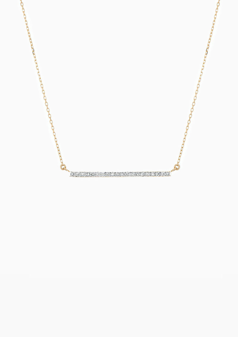 Large Pave Bar Necklace | Yellow Gold