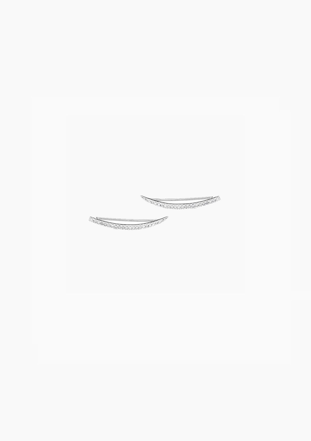 Large Pave Curve Wing Earrings | Silver