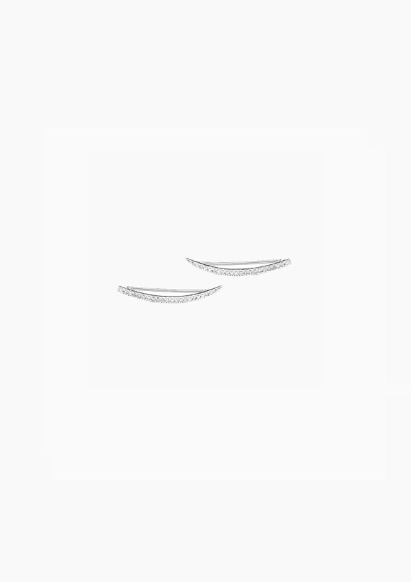 Large Pave Curve Wing Earrings | Silver
