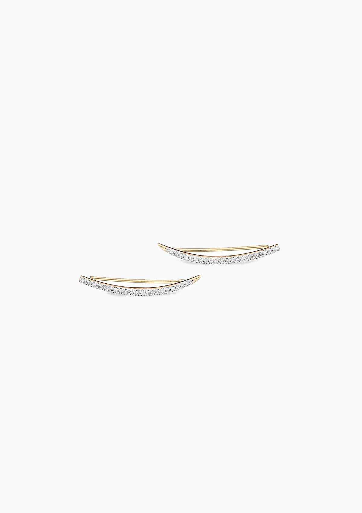 Large Pave Curve Wing Earrings | Yellow Gold