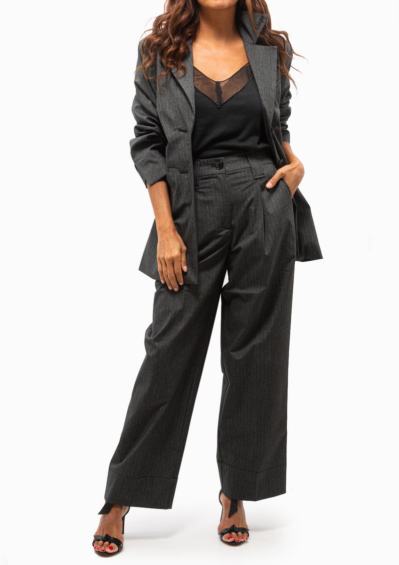 Drapey Suiting Mid Waist Pleat Pant