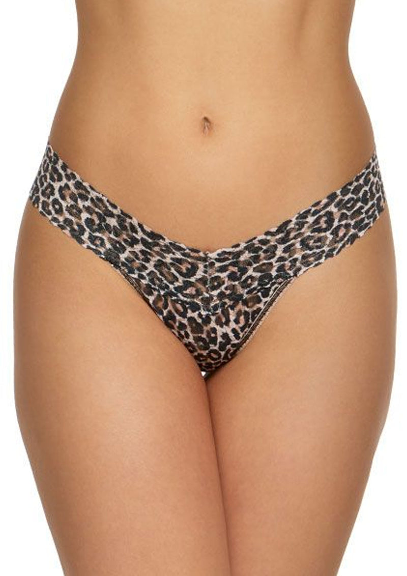 Signature Lace Low Rise Thong | Leopard