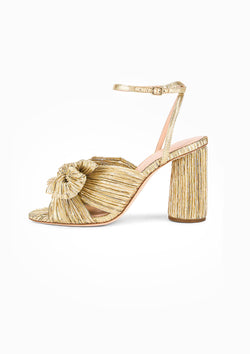 Camellia Pleated Bow Heel | Gold