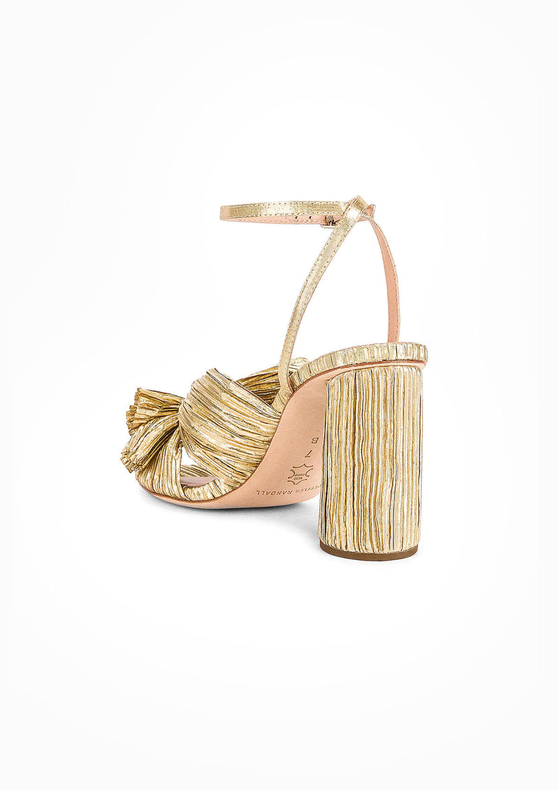 Camellia Pleated Bow Heel | Gold