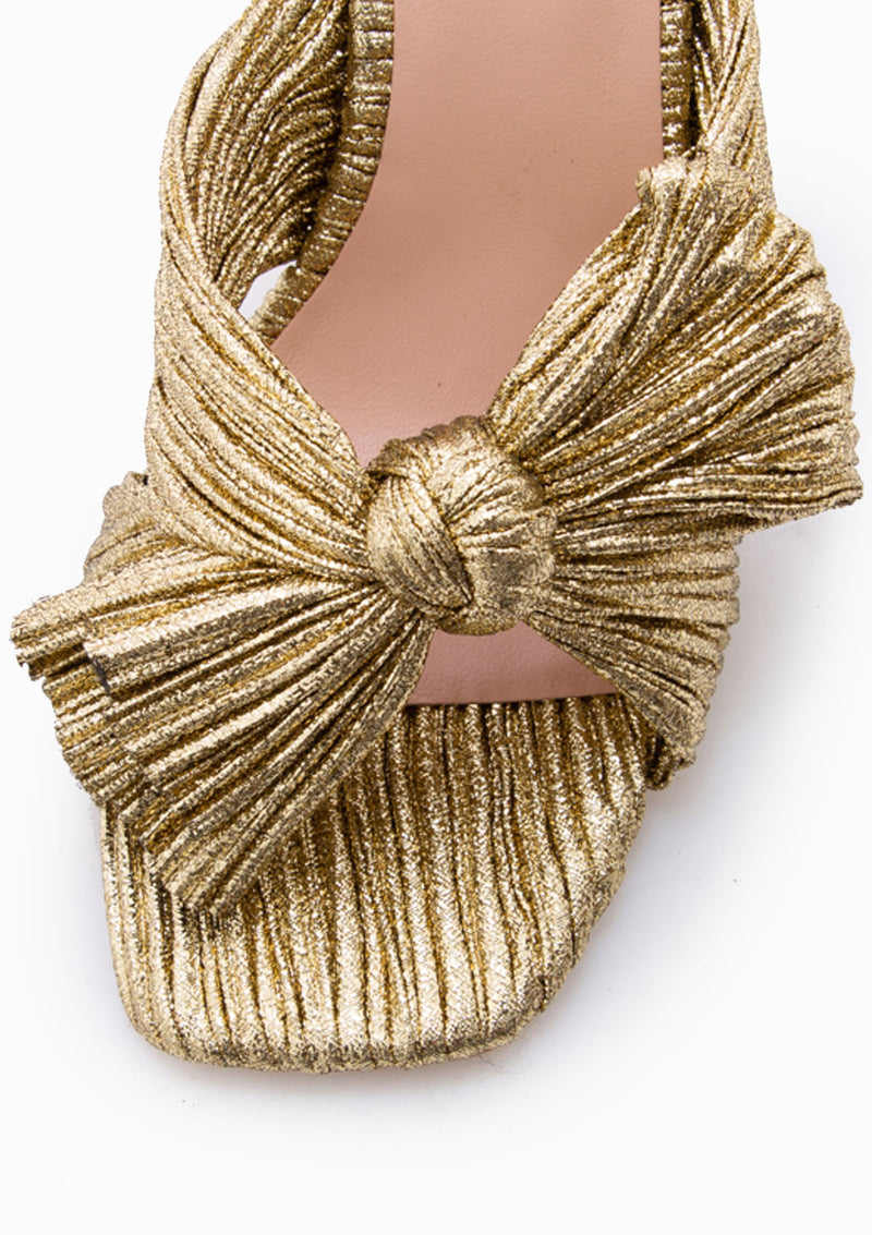 Claudia Pleated Bow Mule | Oro