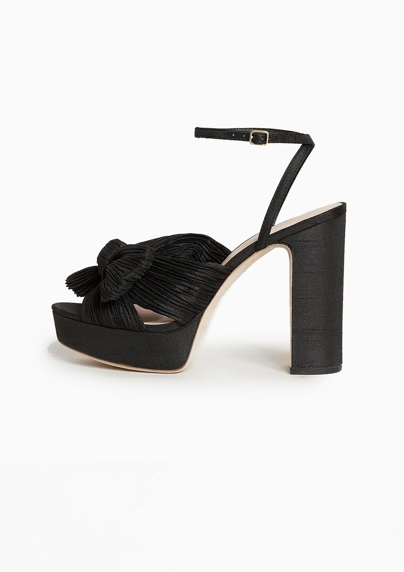 Natalia Pleated Platform Sandal | Black