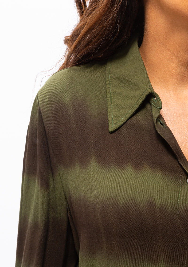 Ghost Ranch Soft Twill Blouse TD | Forest Black & Stripes