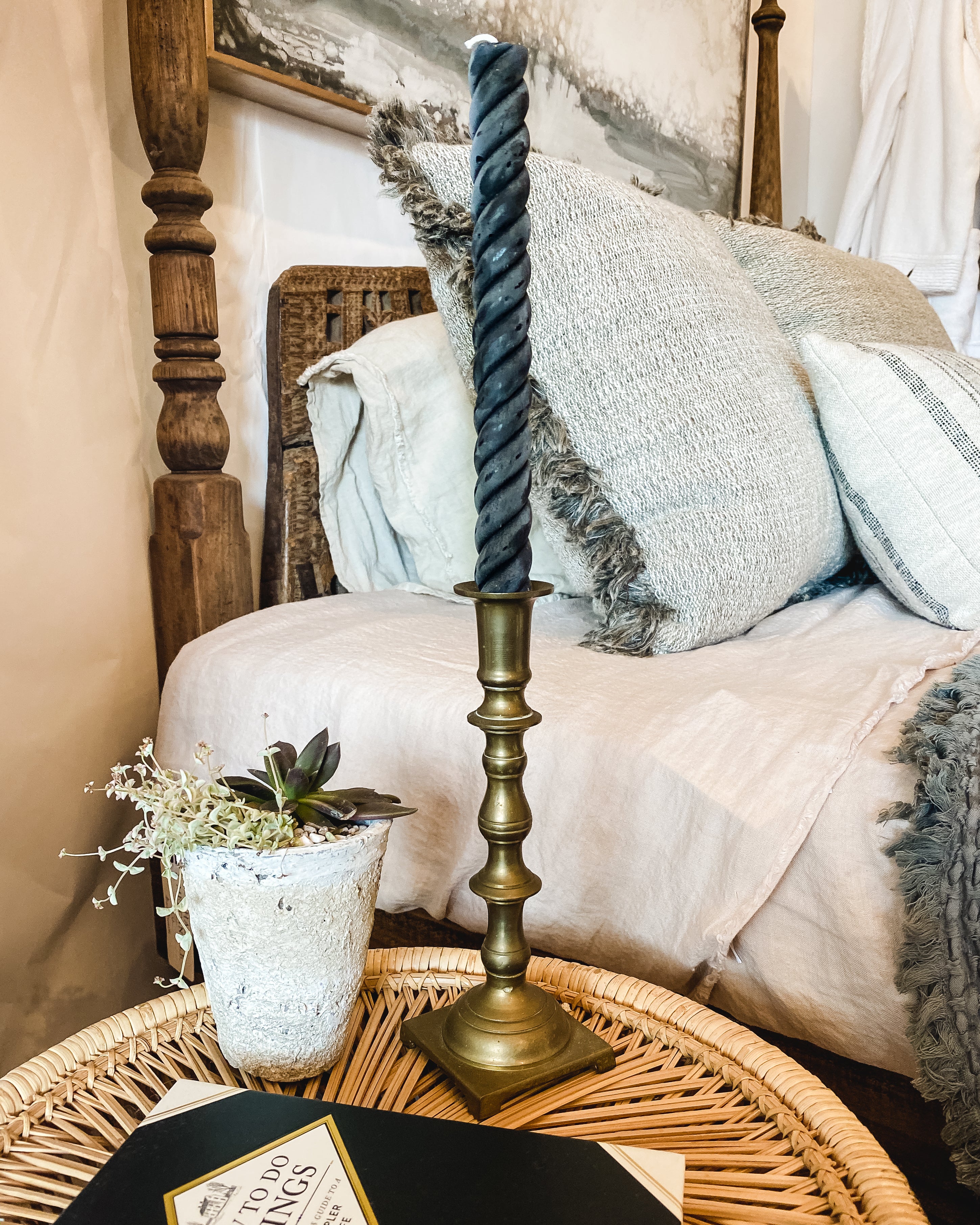 Rope Candles Pair 10" | Black