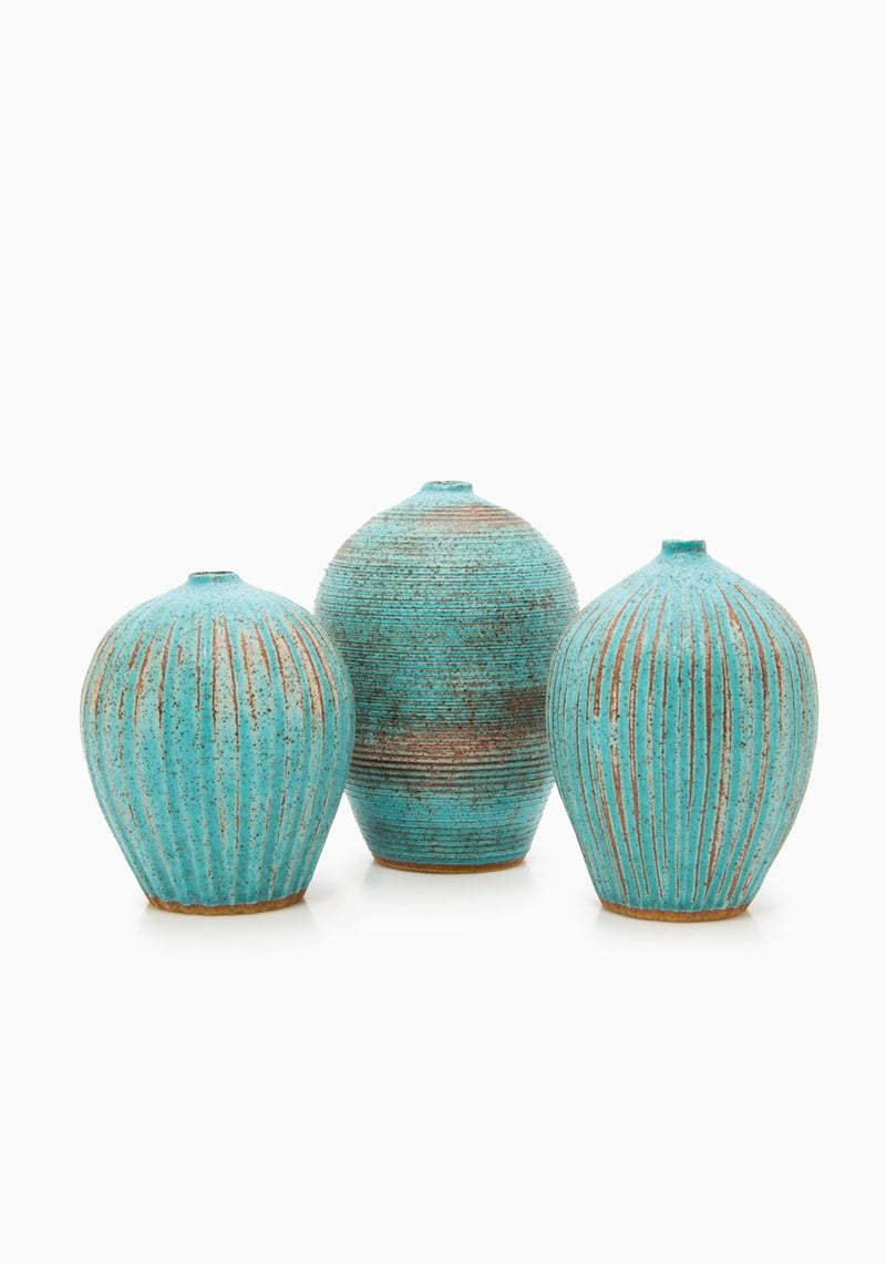 Large Turquoise Faceted Bud Vase