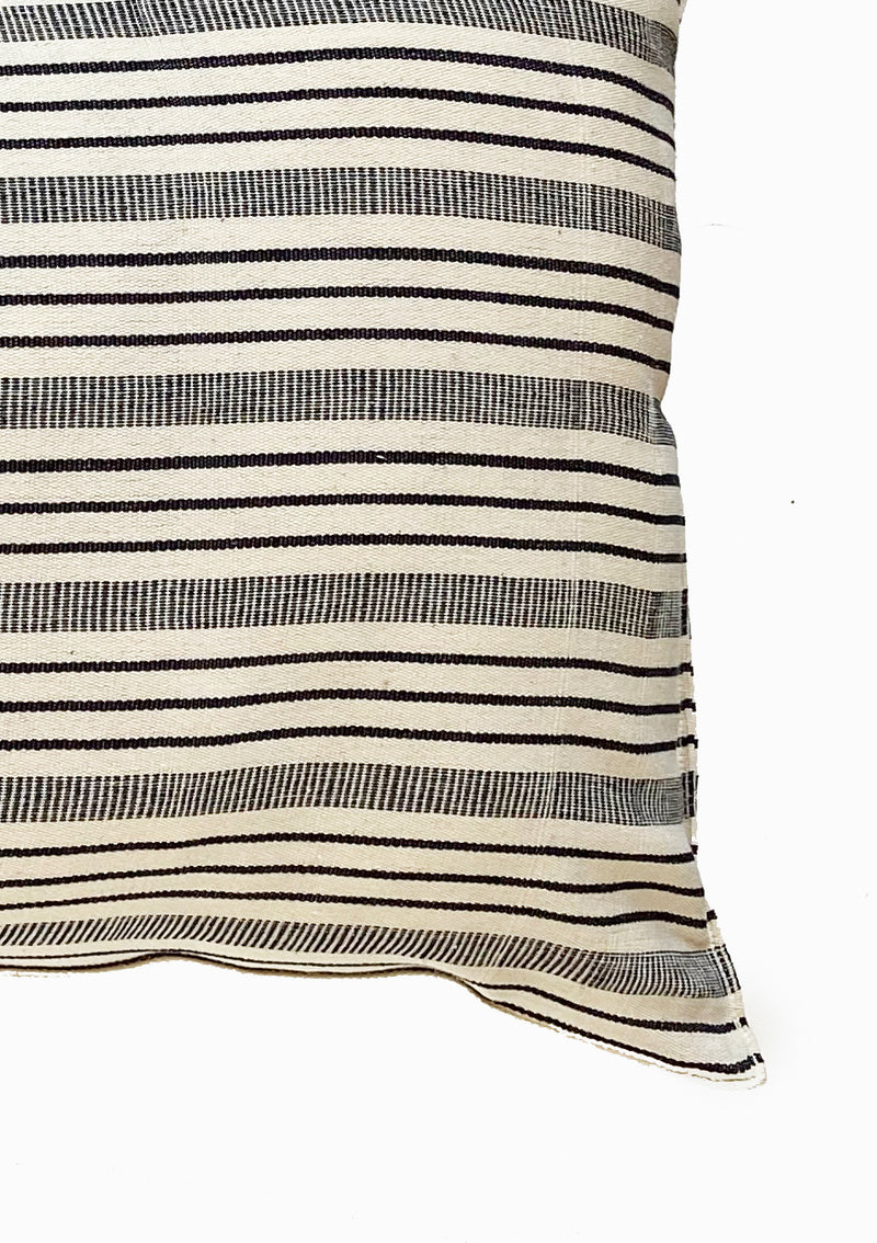 Long Cushion, Natural/Navy Quad Stripe | 14" x 32"