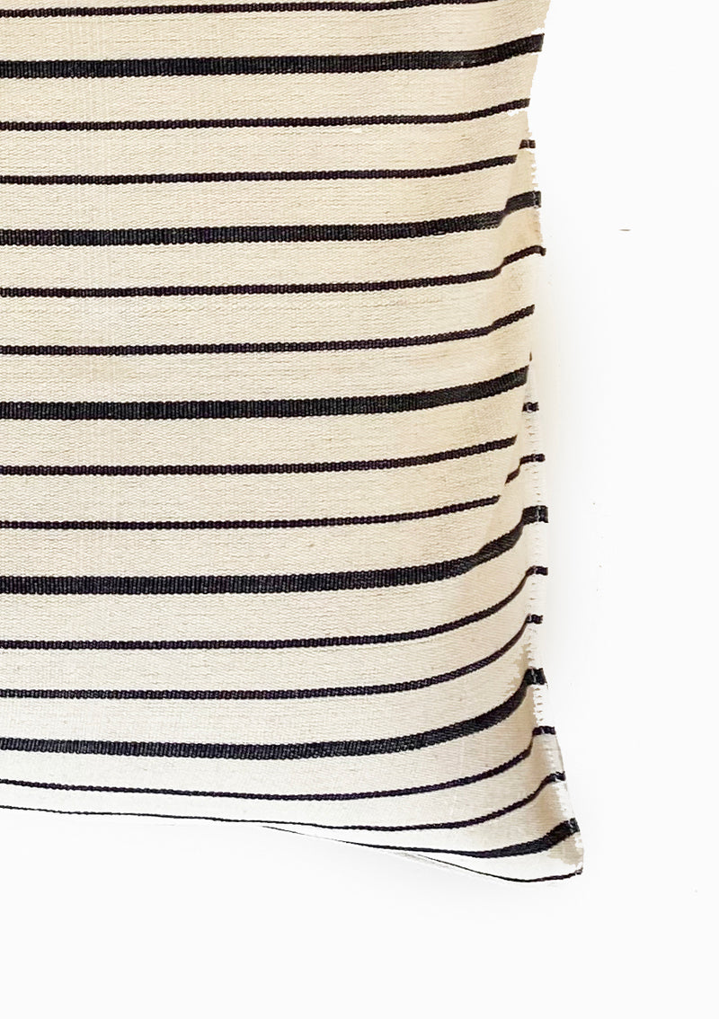 Long Cushion, Natural/Navy Triple Stripe | 14" x 32"