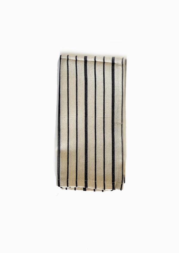 Napkin | Natural/Navy Triple Stripe