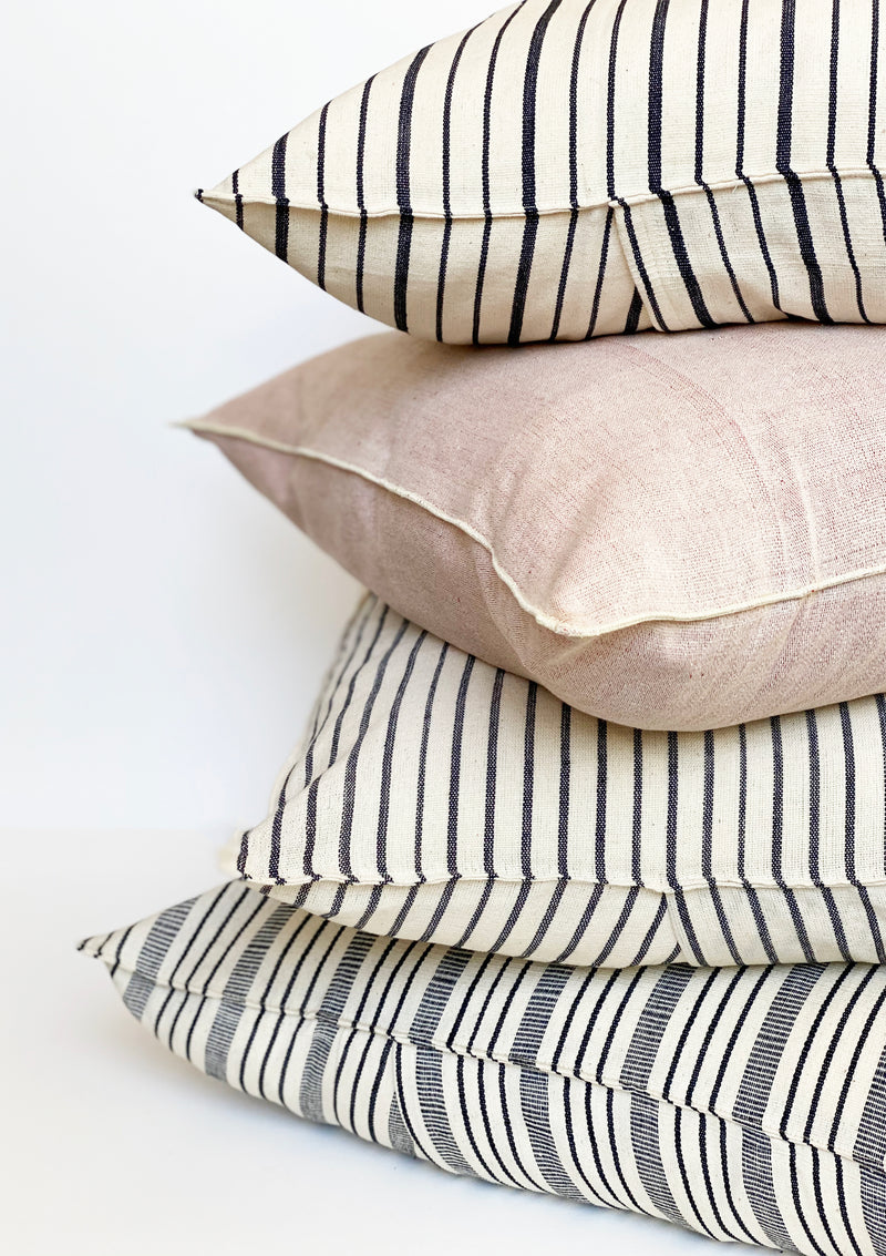 Cushion, Natural/Navy Quad Stripe | 20" x 20"