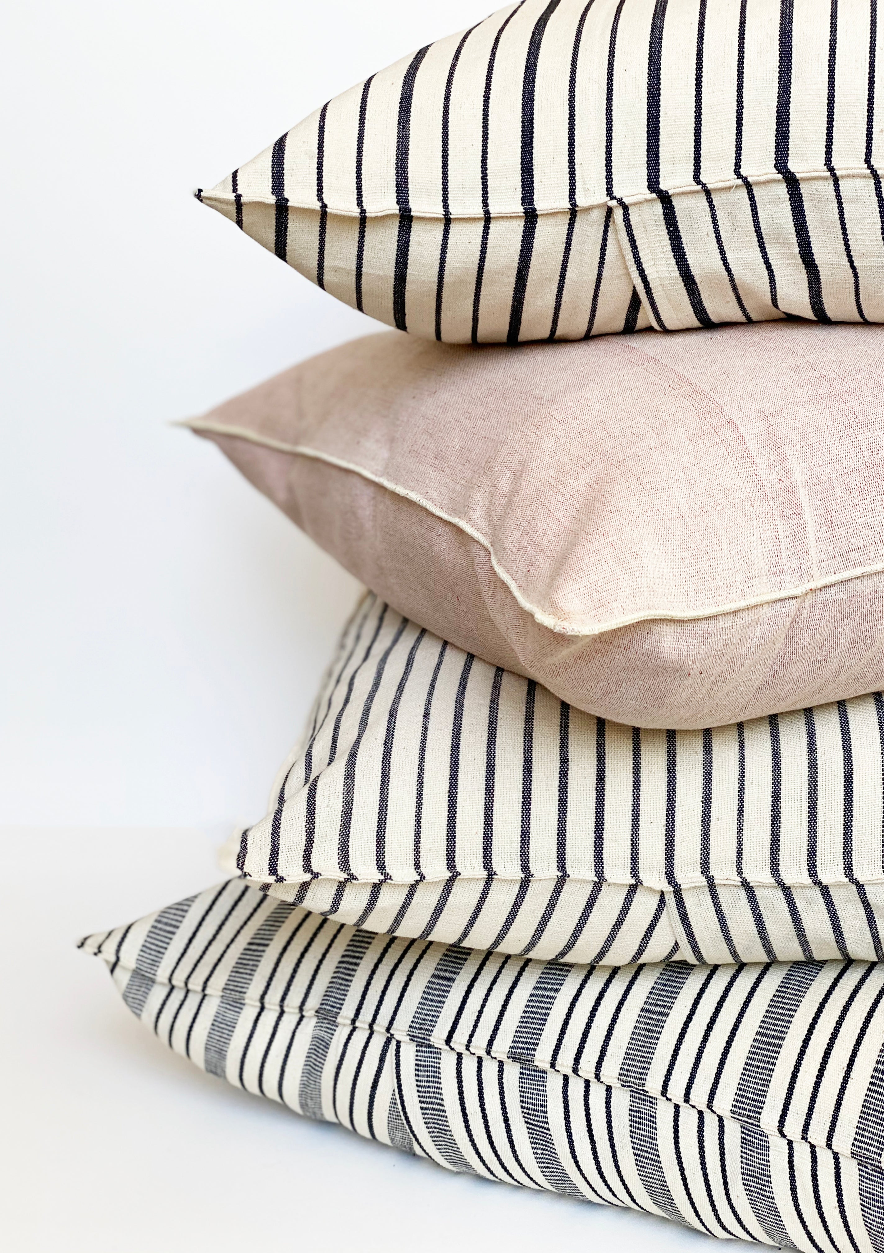 Cushion, Natural/Navy Stripe | 20" x 20"