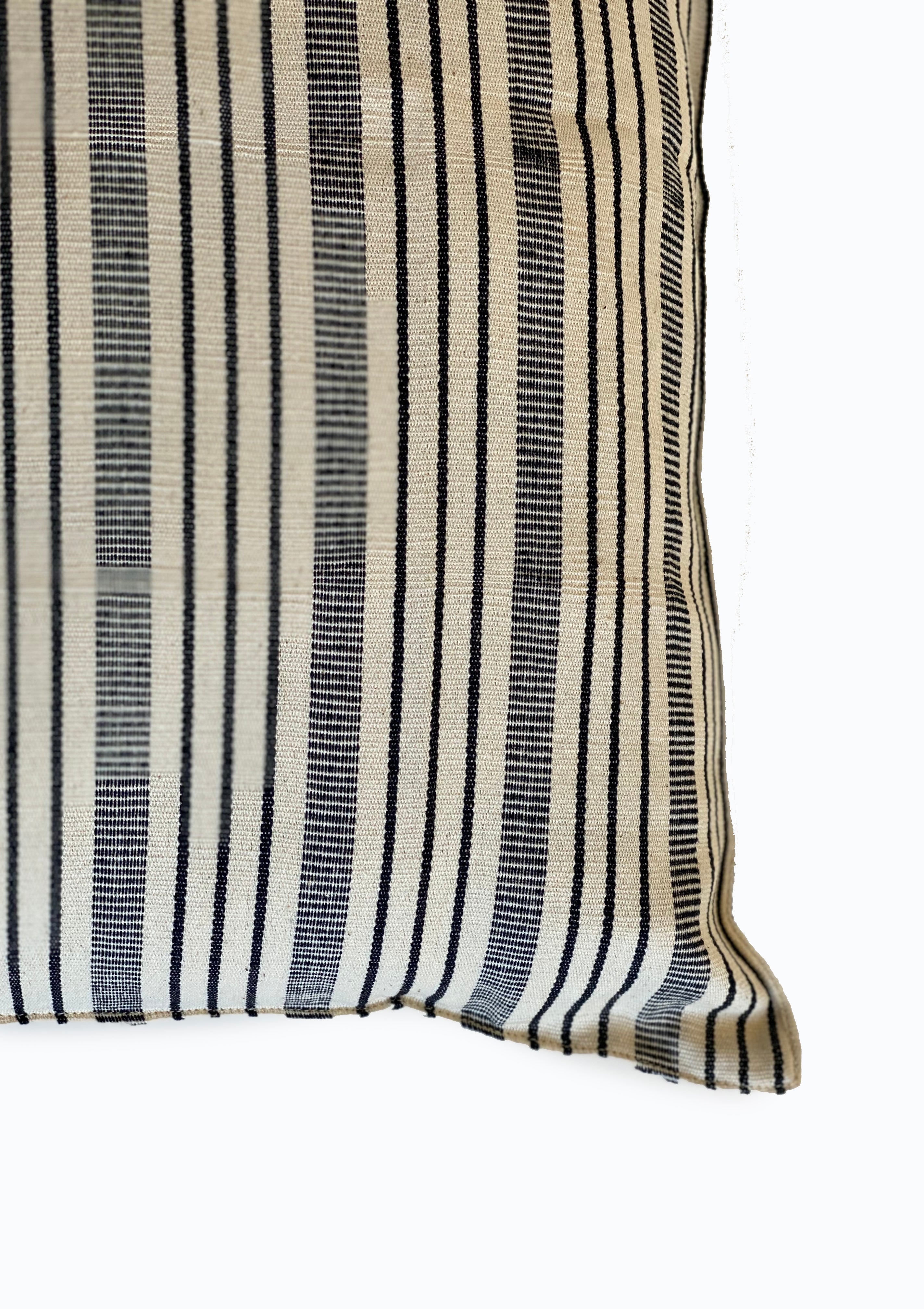 Artisan-crafted 20" x 20" pillow in the  Stripe pattern, made from hand-dyed cotton with a subtle, structured stripe design.