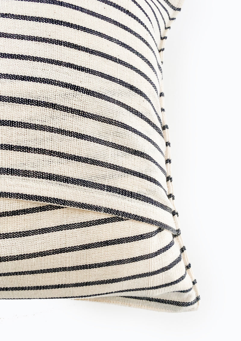 Cushion, Natural/Navy Stripe | 12" x 20"
