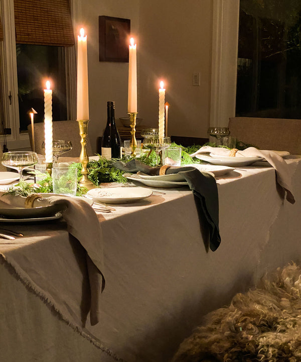 Silver 100% Stone Washed Linen Tablecloth | 80" x 92"
