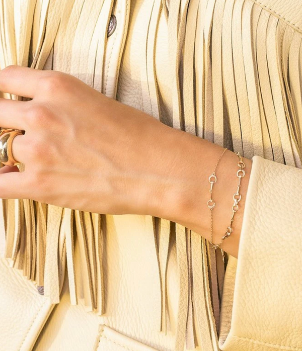 Pave Horsebit Bracelet | Yellow Gold