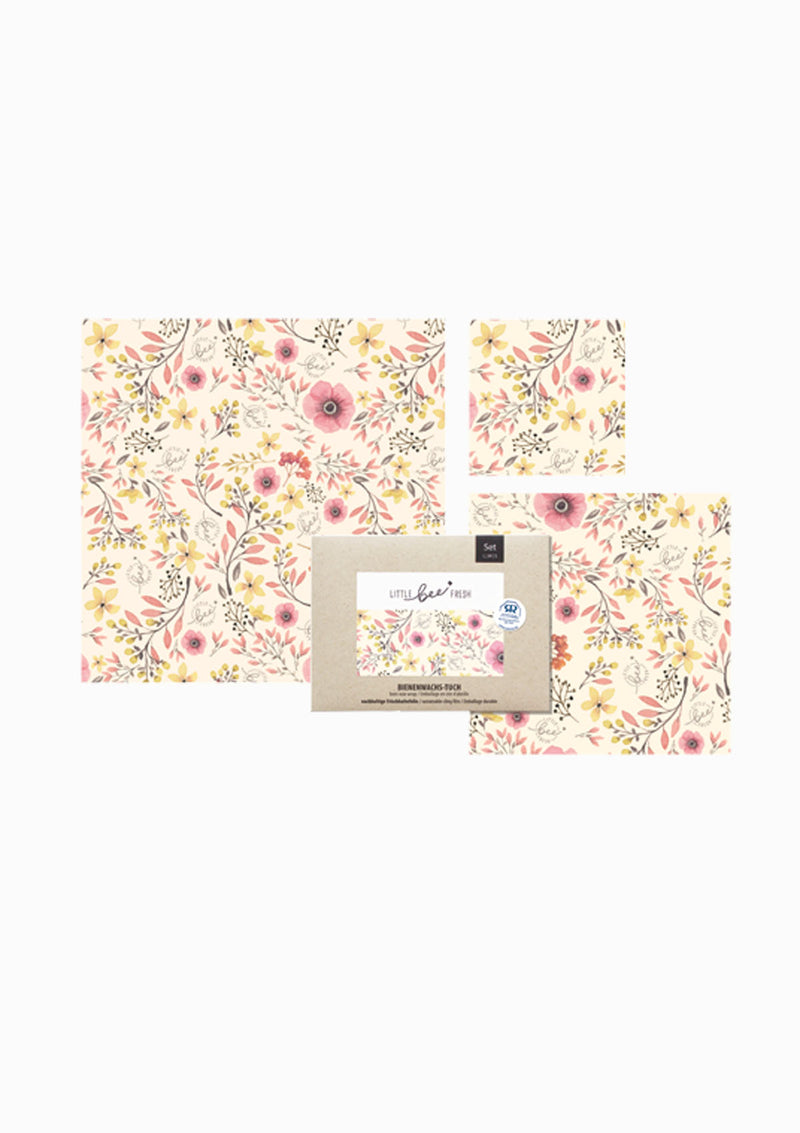 Beeswax Wrap, Pink Blossom | Set of 3