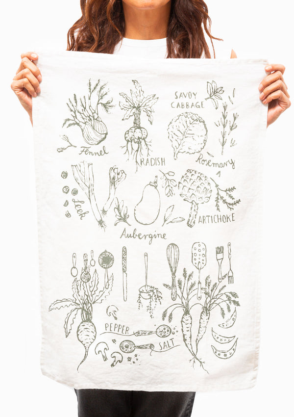 Salt & Pepper Linen Tea Towel | White